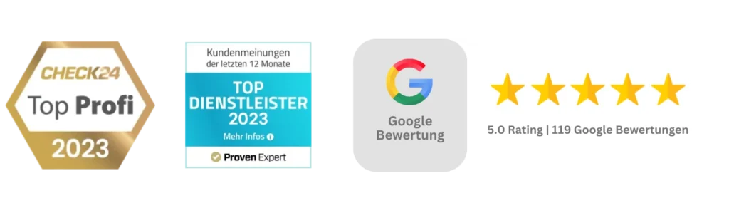 Check24 Proven Expert und Google Siegel